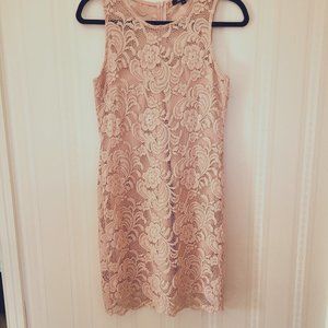 Ambiance, pink mini lace dress. Large